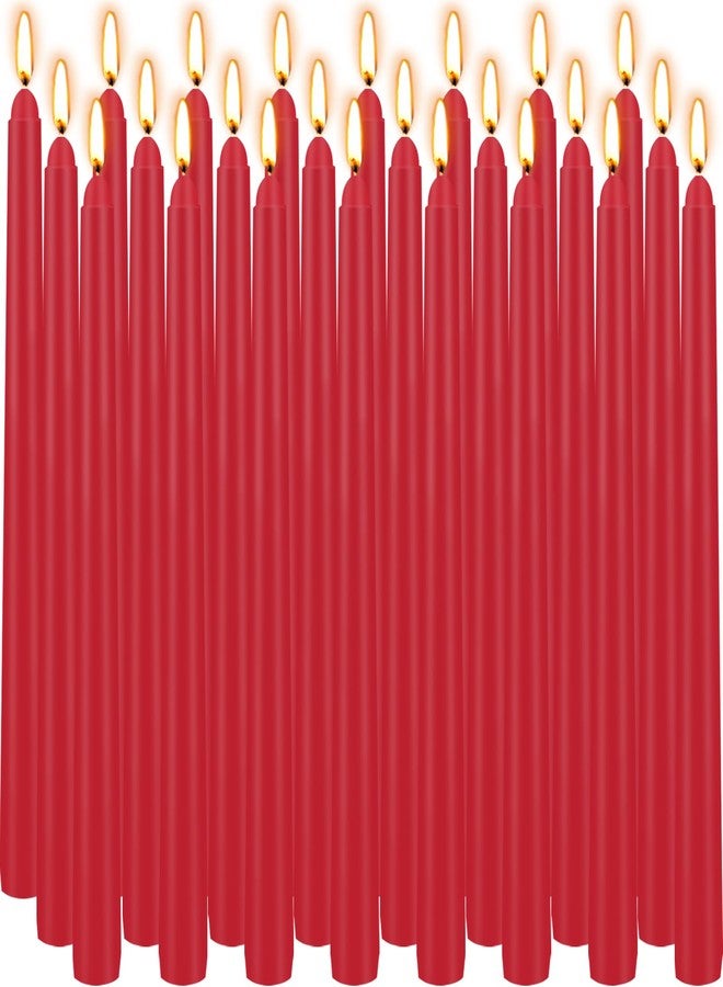 Jayhanvoe 24 Pack Red Taper Candles, 10 Inch Classic Red for Christmas Decor, 7-8 Hour Burn, Clean-Burning Unscented Bulk Candles for Holiday Dinner Table, Fireplace Mantel, Wedding Centerpiece - Image 1